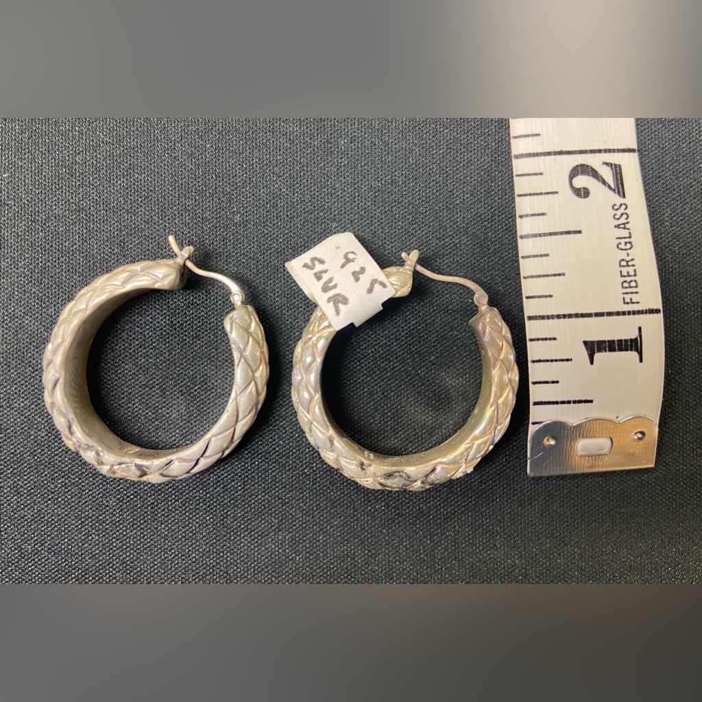Silver .925 Women Fashionable Hoop Earrings Msrp $95